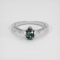 1.00 Ct. Green Sapphire Ring, 14K White Gold 1