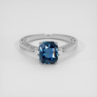 2.11 Ct. Greenish Blue Sapphire Ring, 14K White Gold 1