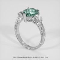 2.44 Ct. Bluish Green Sapphire Ring, 14K White Gold 2