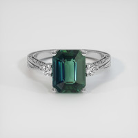 5.52 Ct. Bluish Green Sapphire Ring, 14K White Gold 1