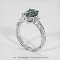 2.41 Ct. Greenish Blue Sapphire Ring, 14K White Gold 2