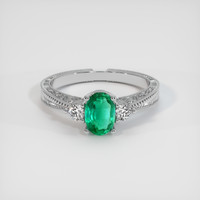 0.75 Ct. Emerald Ring, 18K White Gold 1