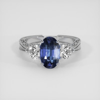 2.25 Ct. Blue Sapphire Ring, 18K White Gold 1