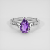 2.05 Ct. Purple Sapphire Ring, 18K White Gold 1