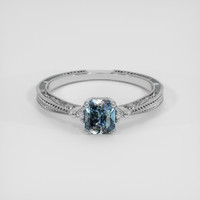 1.62 Ct. Greenish Blue Sapphire Ring, 18K White Gold 1