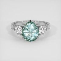 2.44 Ct. Bluish Green Sapphire Ring, 18K White Gold 1