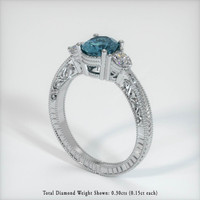 0.96 Ct. Greyish Blue Sapphire Ring, 18K White Gold 1