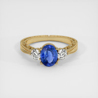 1.26 Ct. Blue Sapphire Ring, 10K Yellow Gold 1