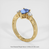 0.90 Ct. Blue Sapphire Ring, 10K Yellow Gold 2