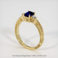 0.81 Ct. Blue Sapphire Ring, 10K Yellow Gold 2