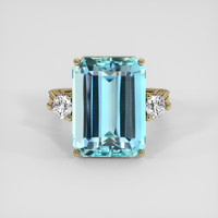 15.37 Ct. Blue Aquamarine Ring, 14K Yellow Gold 1