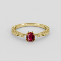 0.55 Ct. Ruby Ring, 14K Yellow Gold 1
