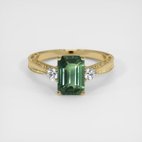 3.03 Ct. Bluish Green Sapphire Ring, 14K Yellow Gold 1