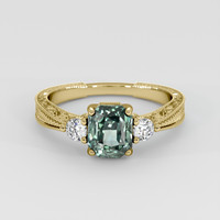 2.02 Ct. Bluish Green Sapphire Ring, 14K Yellow Gold 1