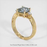2.75 Ct. Greenish Blue Sapphire Ring, 14K Yellow Gold 2