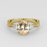 2.00 Ct. Peach Sapphire Ring, 14K Yellow Gold 1