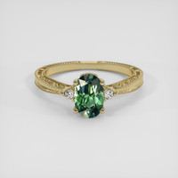 1.16 Ct. Green Sapphire Ring, 14K Yellow Gold 1