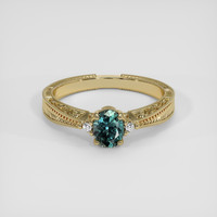 0.46 Ct. Bluish Green Sapphire Ring, 14K Yellow Gold 1