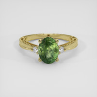 2.84 Ct. Yellowish Green Sapphire Ring, 14K Yellow Gold 1