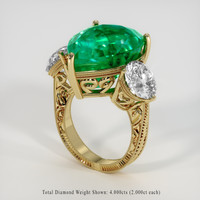 14.84 Ct. Emerald Ring, 18K Yellow Gold 2