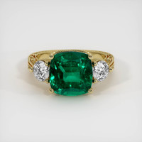 4.39 Ct. Emerald Ring, 18K Yellow Gold 1