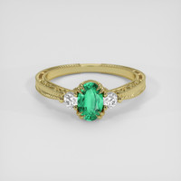 0.52 Ct. Emerald Ring, 18K Yellow Gold 1