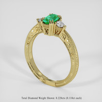 0.52 Ct. Emerald Ring, 18K Yellow Gold 2