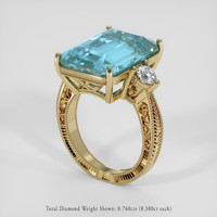 15.37 Ct. Blue Aquamarine Ring, 18K Yellow Gold 2