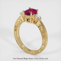 1.24 Ct. Ruby Ring, 18K Yellow Gold 2