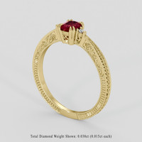 0.55 Ct. Ruby Ring, 18K Yellow Gold 2