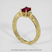 0.76 Ct. Purplish Red Ruby Ring, 18K Yellow Gold 2