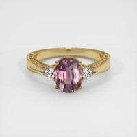 1.85 Ct. Purplish Pink Sapphire Ring, 18K Yellow Gold 1