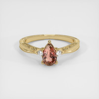 1.00 Ct. Padparadscha Sapphire Ring, 18K Yellow Gold 1