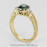 2.02 Ct. Bluish Green Sapphire Ring, 18K Yellow Gold 2