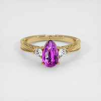 1.65 Ct. Purplish Pink Sapphire Ring, 18K Yellow Gold 1