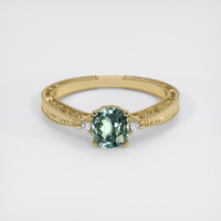 0.97 Ct. Bluish Green Sapphire Ring, 18K Yellow Gold 1