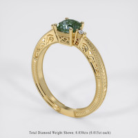 0.97 Ct. Bluish Green Sapphire Ring, 18K Yellow Gold 2