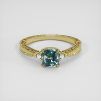 1.25 Ct. Greenish Blue Sapphire Ring, 18K Yellow Gold 1