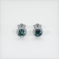 0.86 Ct.Tw. Bluish Green Sapphire Earrings, Platinum 950 1