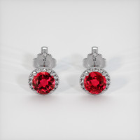 <span>0.73</span>&nbsp;<span class="tooltip-light">Ct.Tw.<span class="tooltiptext">Total Carat Weight</span></span> Ruby Earrings, Platinum 950 1