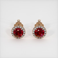 <span>2.42</span> <span class="tooltip-light">Ct.Tw.<span class="tooltiptext">Total Carat Weight</span></span> Ruby Earrings, 14K Rose Gold 1