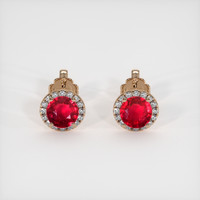 <span>2.12</span> <span class="tooltip-light">Ct.Tw.<span class="tooltiptext">Total Carat Weight</span></span> Ruby Earrings, 14K Rose Gold 1