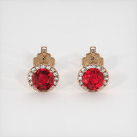 <span>0.95</span>&nbsp;<span class="tooltip-light">Ct.Tw.<span class="tooltiptext">Total Carat Weight</span></span> Ruby Earrings, 14K Rose Gold 1