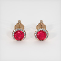 <span>0.89</span>&nbsp;<span class="tooltip-light">Ct.Tw.<span class="tooltiptext">Total Carat Weight</span></span> Ruby Earrings, 14K Rose Gold 1