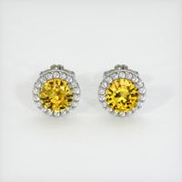 <span>1.59</span>&nbsp;<span class="tooltip-light">Ct.Tw.<span class="tooltiptext">Total Carat Weight</span></span> Yellow Sapphire Earrings, 14K White Gold 1