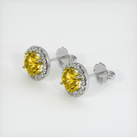 <span>1.59</span> <span class="tooltip-light">Ct.Tw.<span class="tooltiptext">Total Carat Weight</span></span> Yellow Sapphire Earrings, 14K White Gold 2