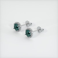 0.86 Ct.Tw. Bluish Green Sapphire Earrings, 14K White Gold 2