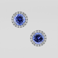 <span>2.79</span>&nbsp;<span class="tooltip-light">Ct.Tw.<span class="tooltiptext">Total Carat Weight</span></span> Blue Sapphire Earrings, 14K White Gold 1