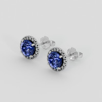 <span>2.79</span> <span class="tooltip-light">Ct.Tw.<span class="tooltiptext">Total Carat Weight</span></span> Blue Sapphire Earrings, 14K White Gold 3