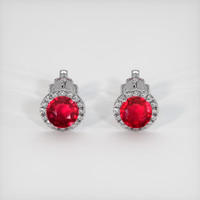 <span>2.12</span> <span class="tooltip-light">Ct.Tw.<span class="tooltiptext">Total Carat Weight</span></span> Ruby Earrings, 14K White Gold 1